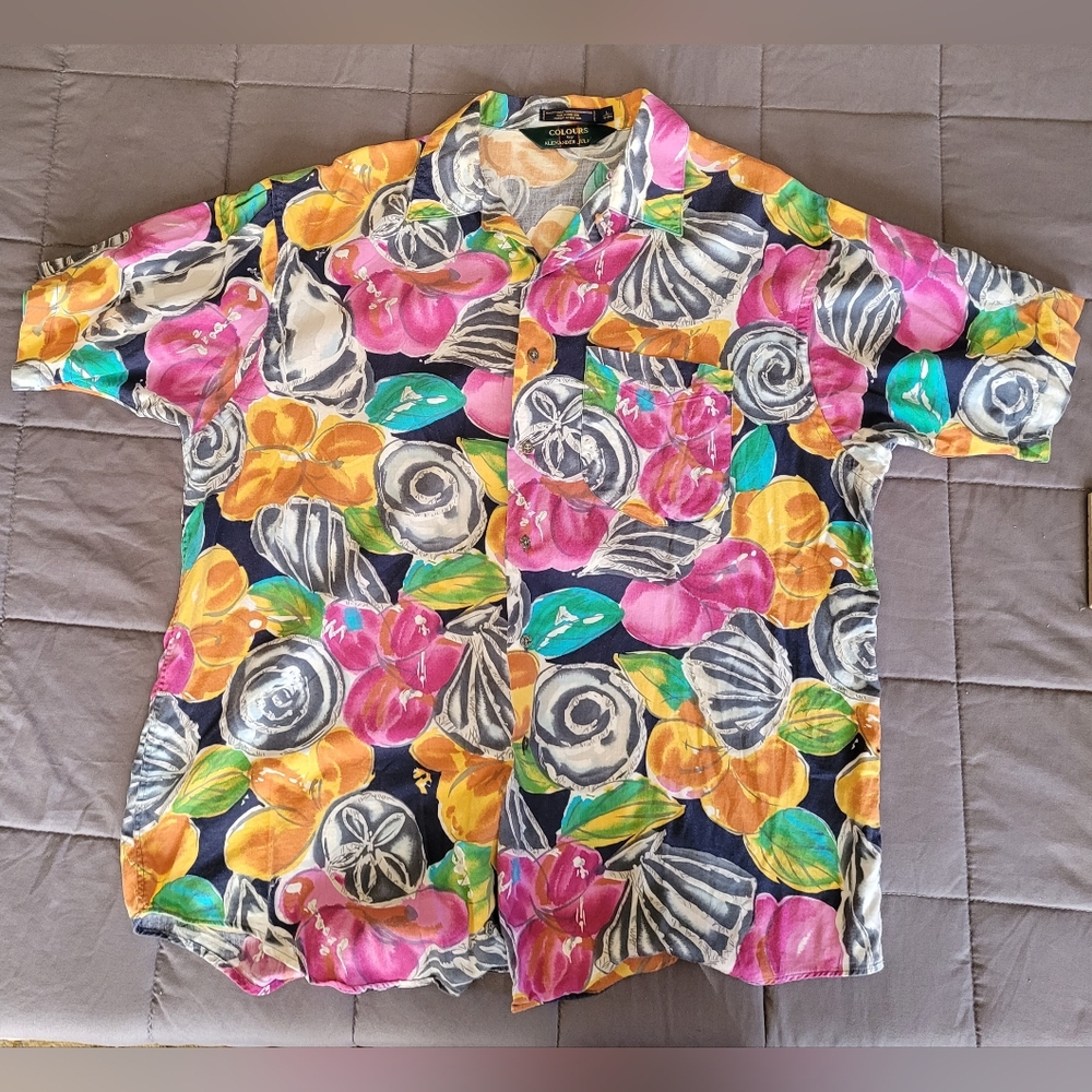 Colors by Alexander Julian Men's Pink and Orange Shell Shirt